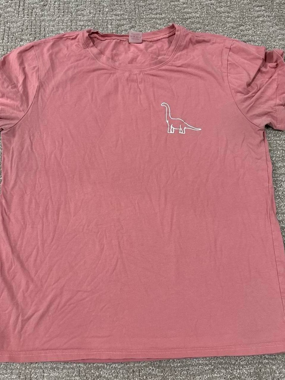 Pink Crew Neck T-Shirt with Dinosaur Chest Graphic